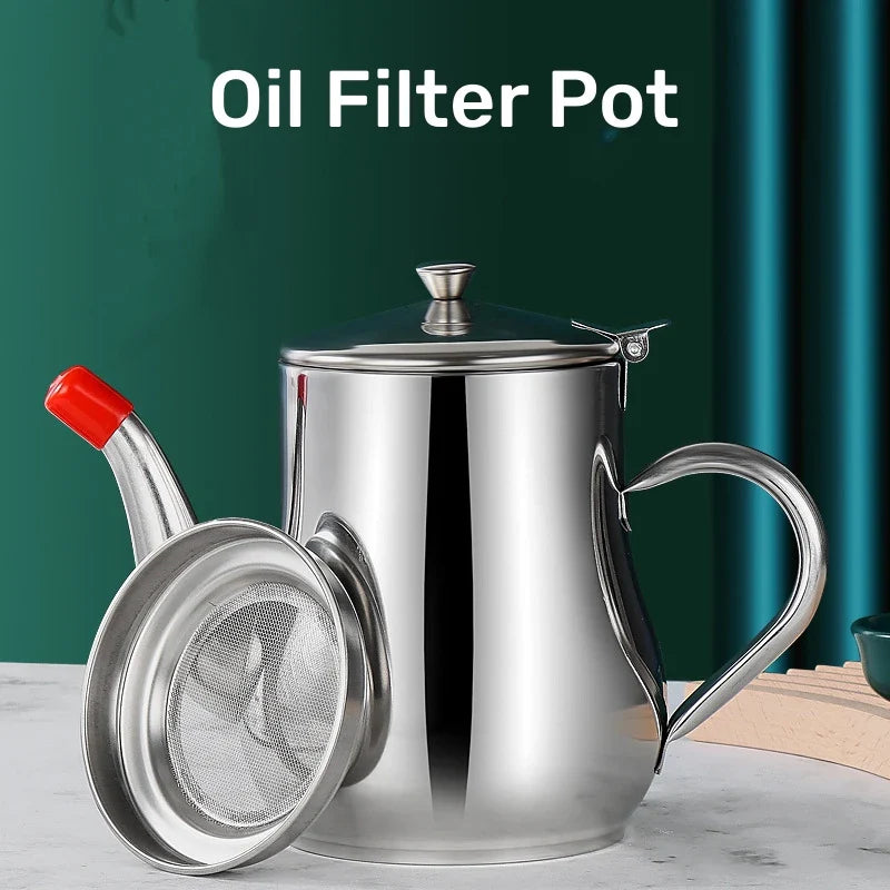 Stainless Steel Oil Filter Pot – Durable, Leak‑Proof Kitchen Storage
