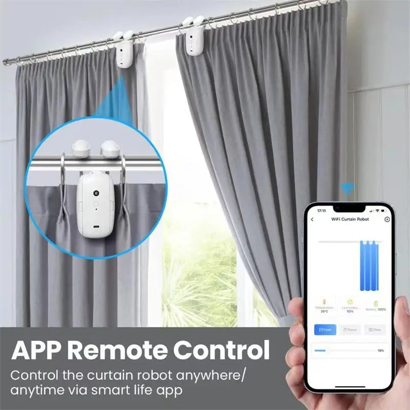 Tuya Wifi Bluetooth Smart Curtains Robot Wireless Automatic Curtain Opener Curtain Motor Remote Voice Control Alexa Google Home