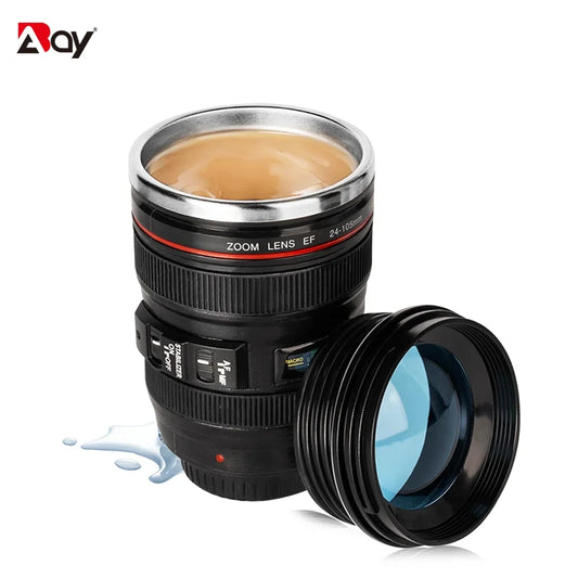 Stainless Steel Thermal Tumbler with Lid, Insulated Vacuum Flask Bottle, Camera Lens Mug