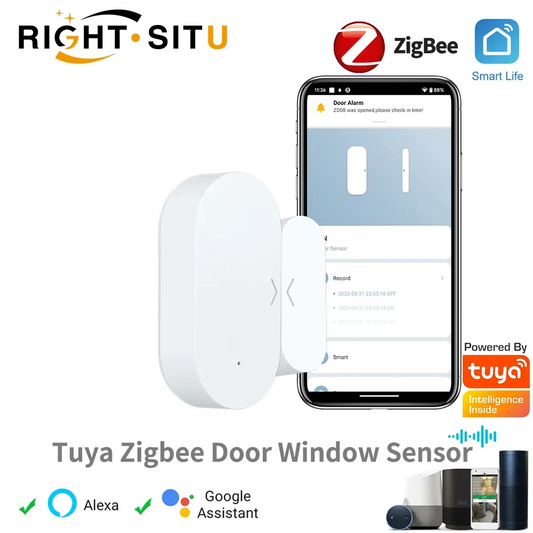 Tuya Zigbee Door Sensor Smart Home Security Window Detector Automatic Sliding Door Magnetic Contact Sensor Alexa Google