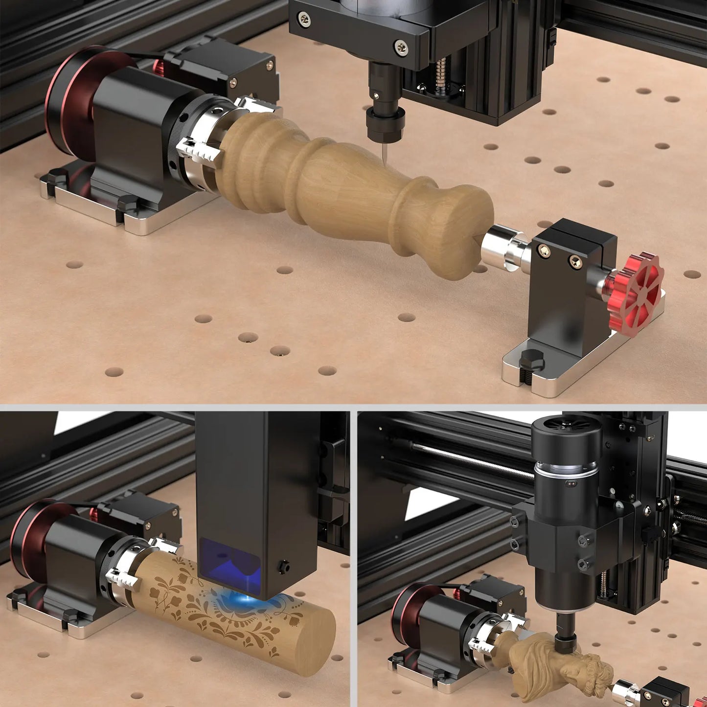 TwoTrees TTC450 Rotary 4th Axis CNC Wood Engraving Machine Laser Engraver Cnc Router For MDF PVC Epoxy Metal Carving Cutting