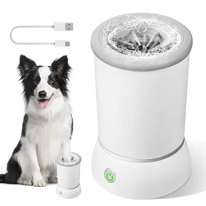 Electric Dog Paw Cleaner Automatic Pet Foot Washer Portable Paw Clean Cup Rechargeable Dog Paw Cleaner With Silicone Brushes