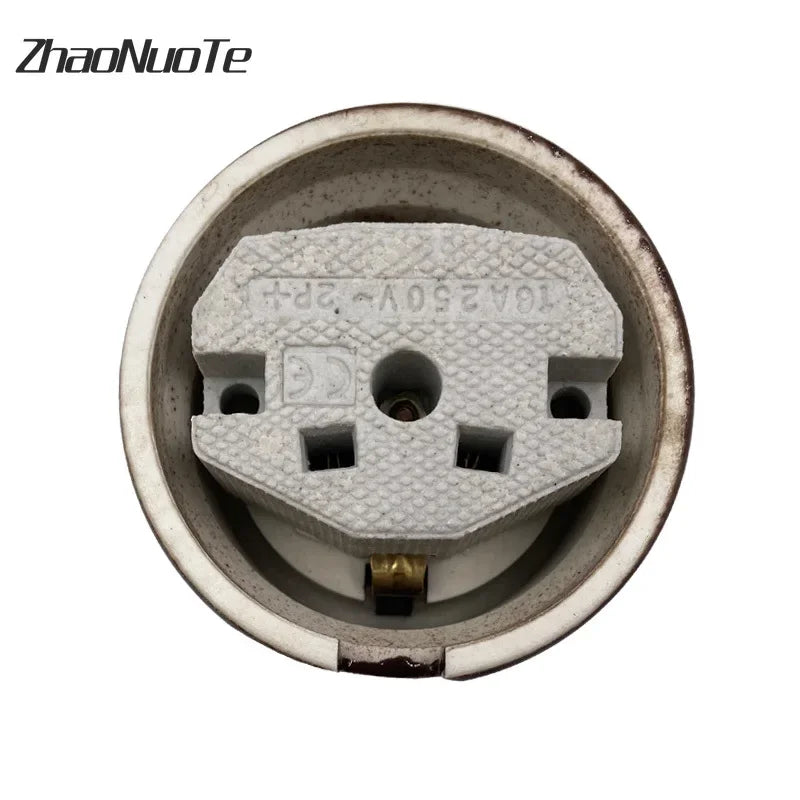 High Quality Retro European Ceramic Electrical Socket Wall Light Outlet EU Socket 16A 250V