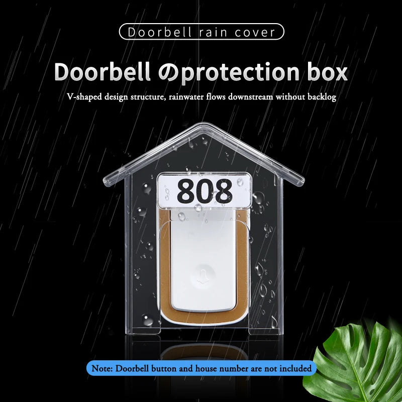 Smart Home Wireless Doorbell Rain Cover Waterproof Cover Doorbell Ring Chime Button Transparent Waterproof Home Waterproof Shell