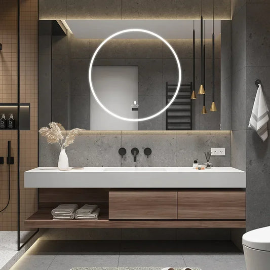 Smart Mirror Cabinet Bathroom Vanity with Integrated Washbasin