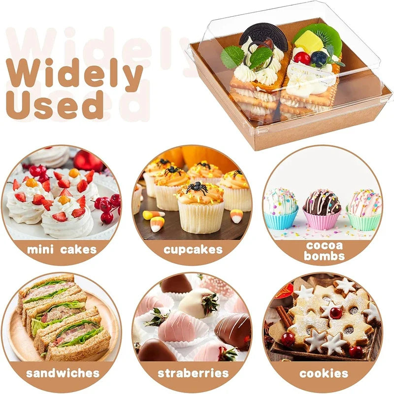 Kraft Paper Cake Dessert Boxes (10/5pcs)