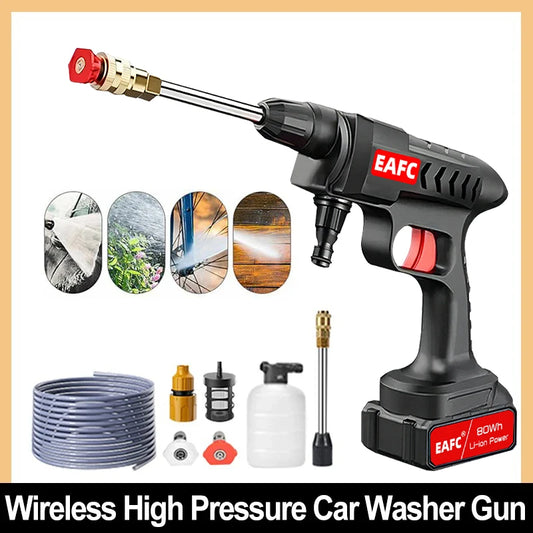 High-pressure car wash gun with, and a 60Bar spray nozzle for cleaning cars, homes.