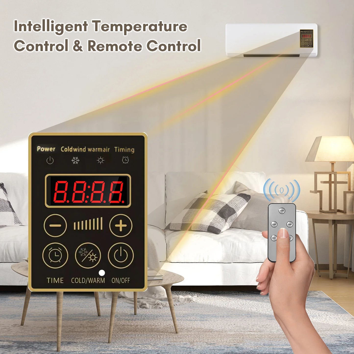 2in1 Portable Air Conditioner and Electric Heater for Room Heating and Cooling Fan with Timing Function Remote Controller