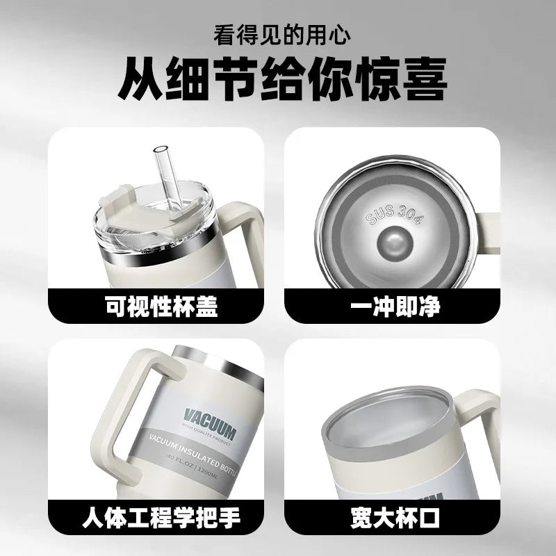 40oz Stainless Steel Tumbler with Handle & Flip Straw Lid – Hydration That Moves With You