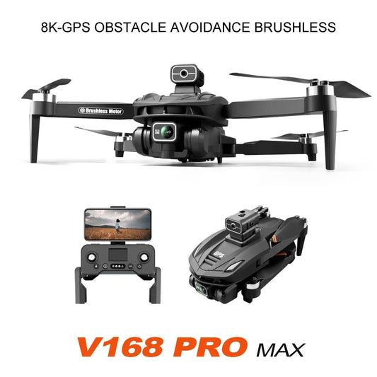 New V168 Professional Drone with Three 8K Cameras, GPS, & Four-way Obstacle Avoidance