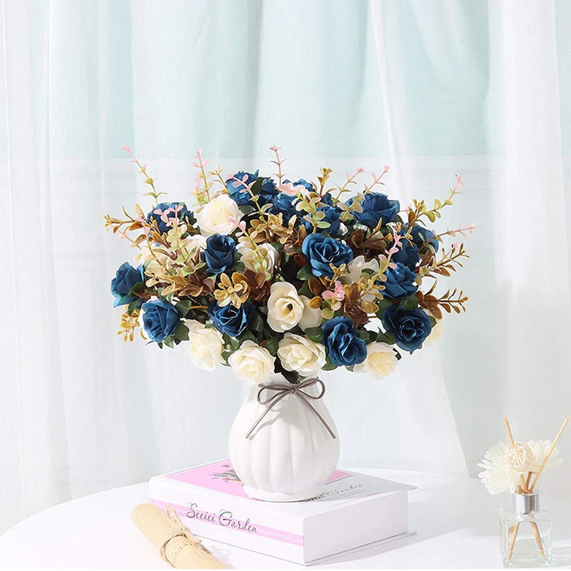 Two-Tone Artificial Rose Bouquets - Elegant Home & Wedding Decor