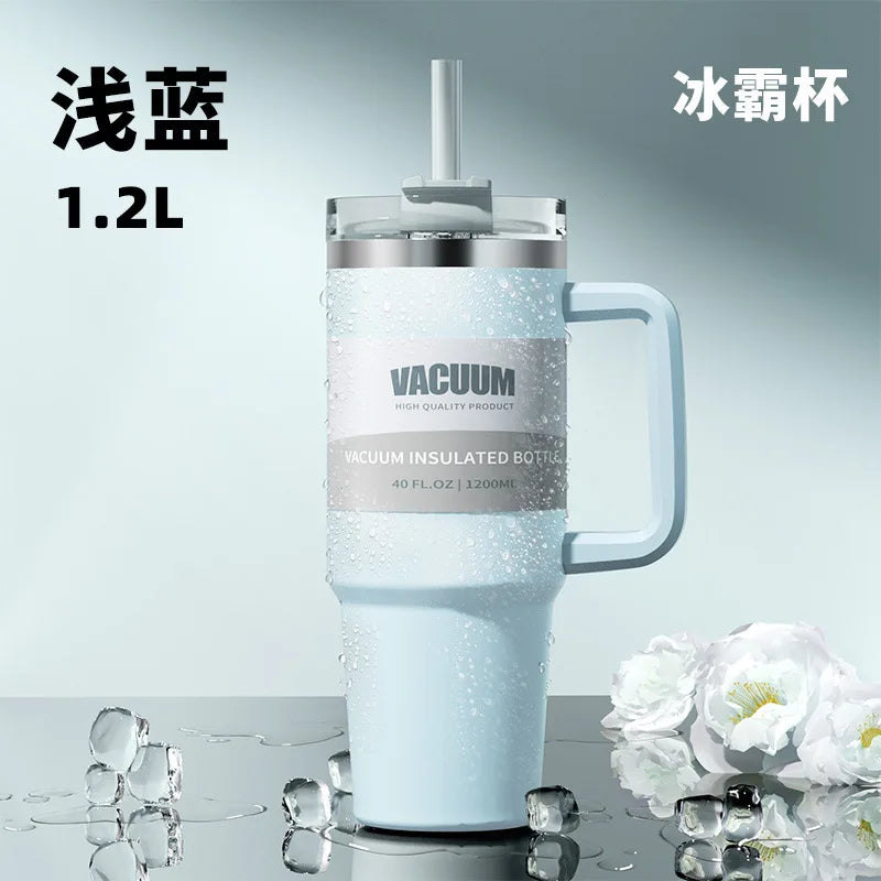 40oz Stainless Steel Tumbler with Handle & Flip Straw Lid – Hydration That Moves With You