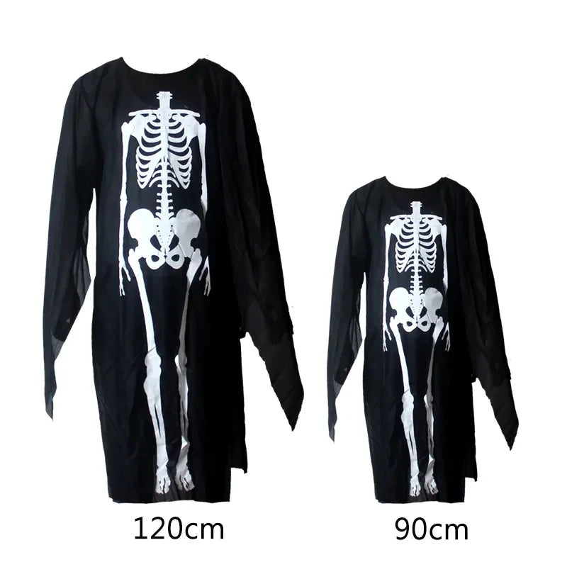 Black Death Coat for Kids and Adults, Skull Ball Costume, Halloween Party Supplies Set, Gift, 2025Novelty