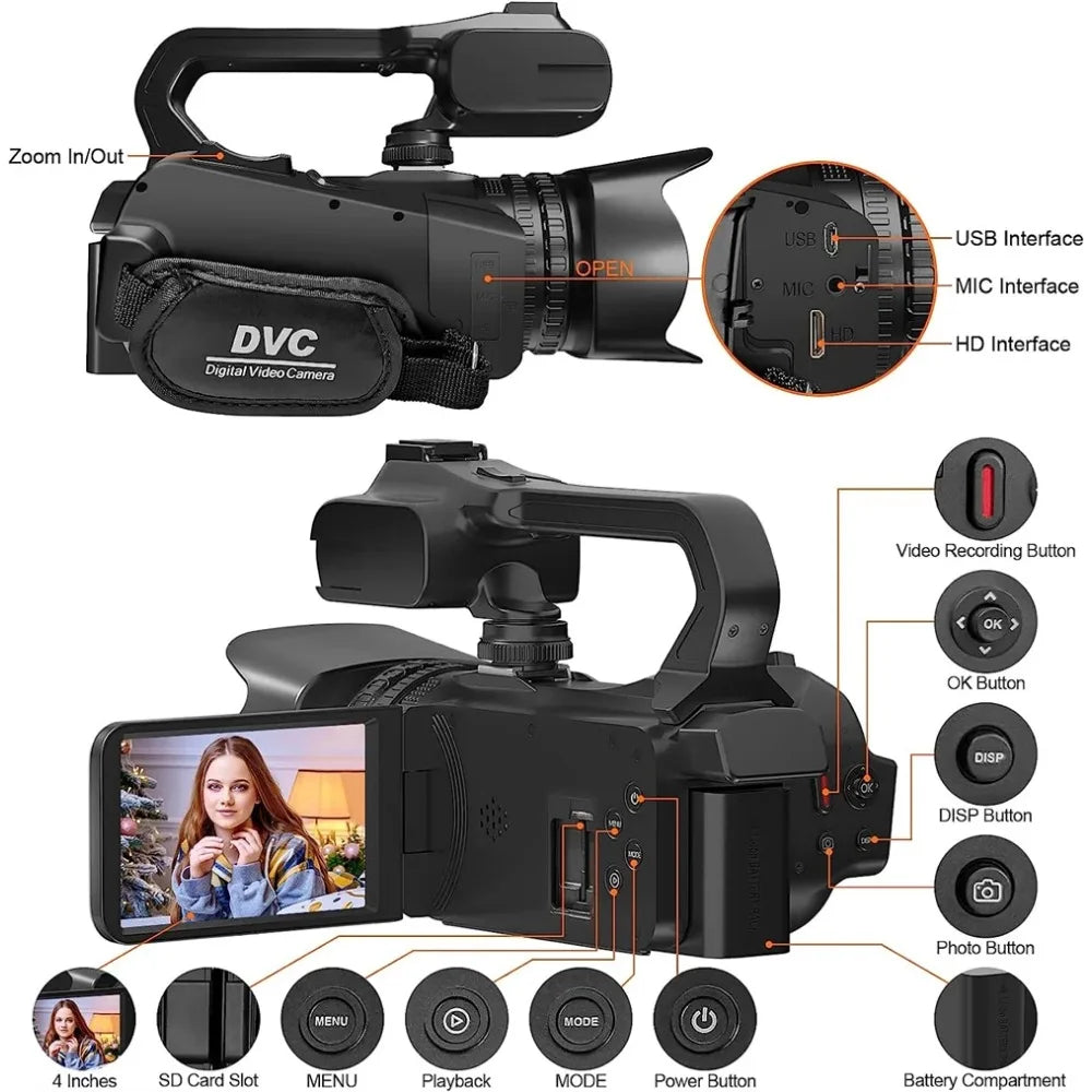 4k Quality Professional Photography Camera with 8x digital zoom and full HD capabilities