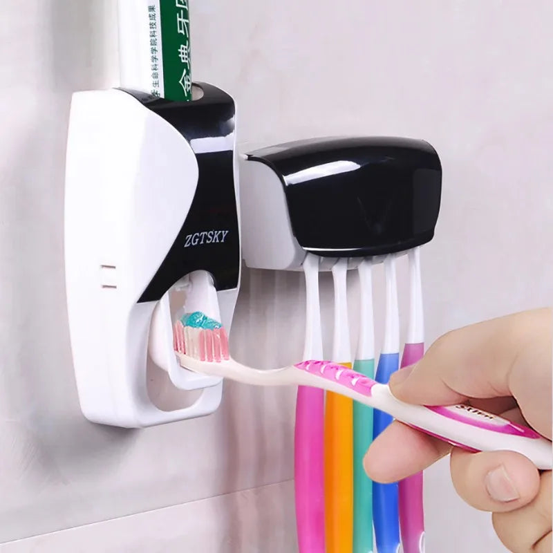 Automatic Toothpaste Dispenser & Toothbrush Holder Combo