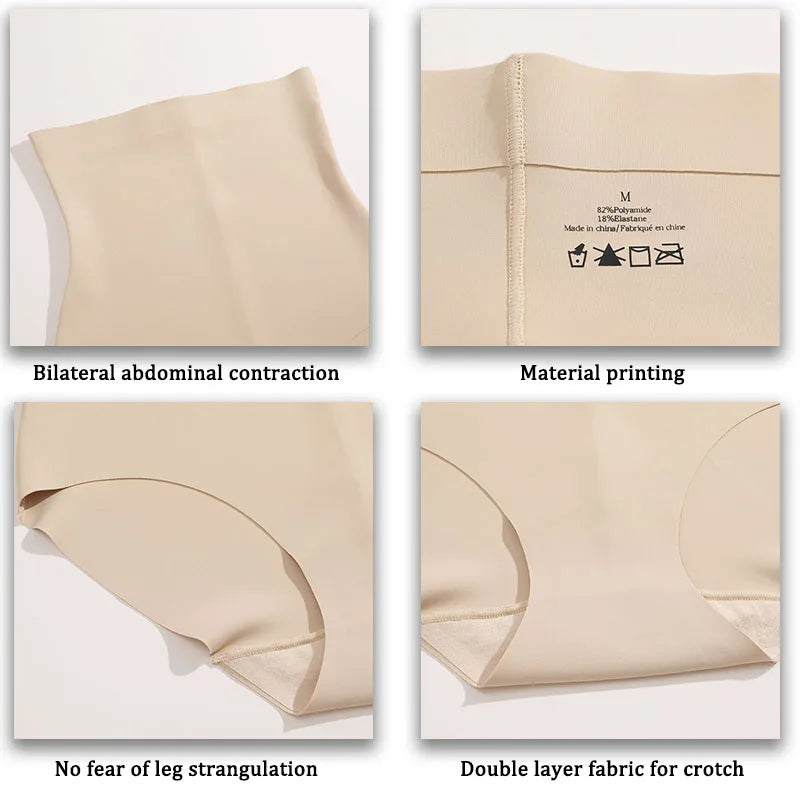 FINETOO 1Pc 2024 New High Waist Tight Belly Ice Silk Underwear for Women Seamless Thin Strong Postpartum Tight Belly Shape Pants