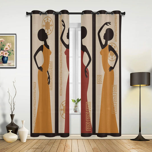 African Women Art Dancing Window Curtains