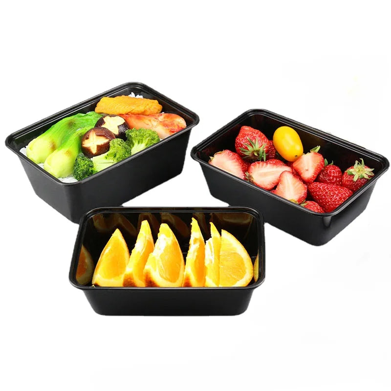 Disposable Black Food Containers with Lids (10PCS)