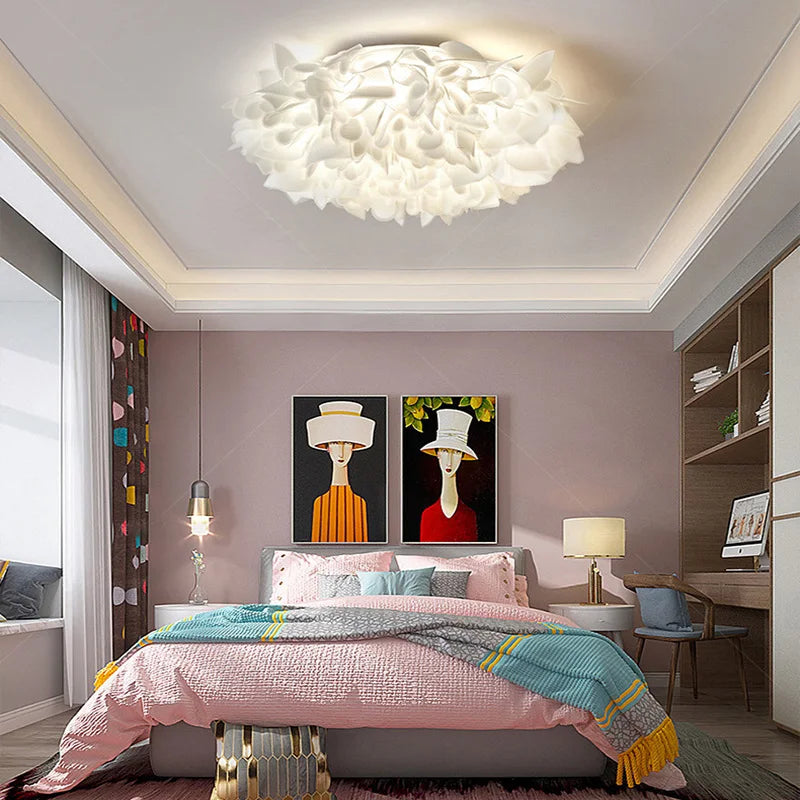 Romantic White Flower LED Ceiling Light - Dimmable Home Décor