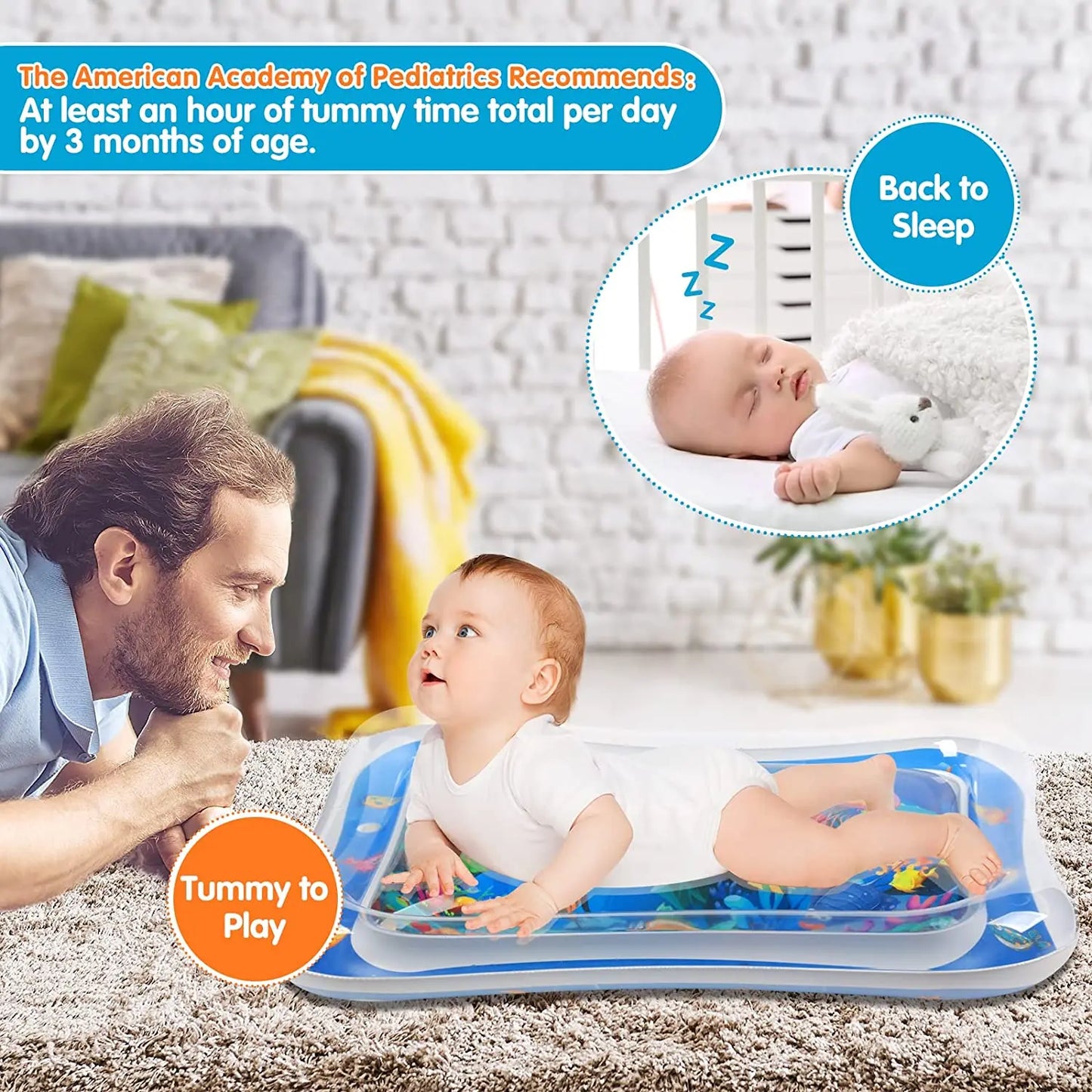 Creative Baby Water Play Mat,Montessori Early educational toys Inflatable kids for Infants Toddlers Baby Toys for 3~24 Months