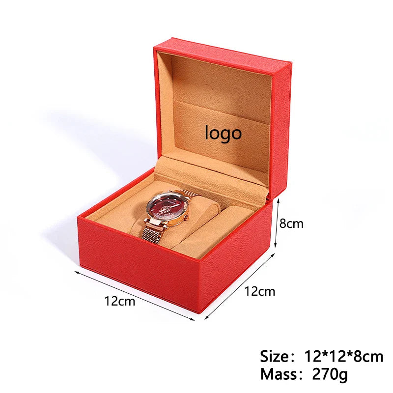 Free Customized Logo PU Flip Watch Case