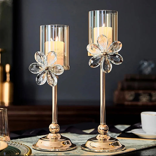 Light Luxury Crystal Petal Glass Candle Holder