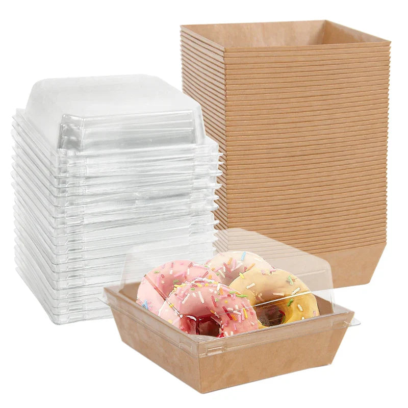 Kraft Paper Cake Dessert Donut Boxes (5/10pcs)