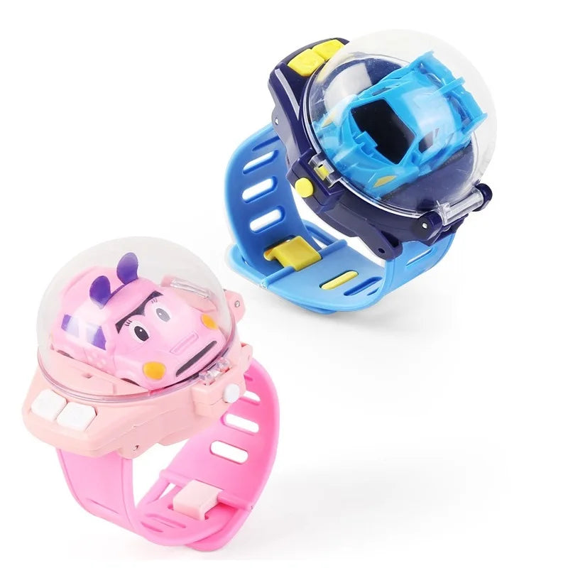 Children Cartoon Mini RC Remote Control Car Watch Toys Electric Wrist Rechargeable Wrist Racing Cars Watch For Boys Girls Gift