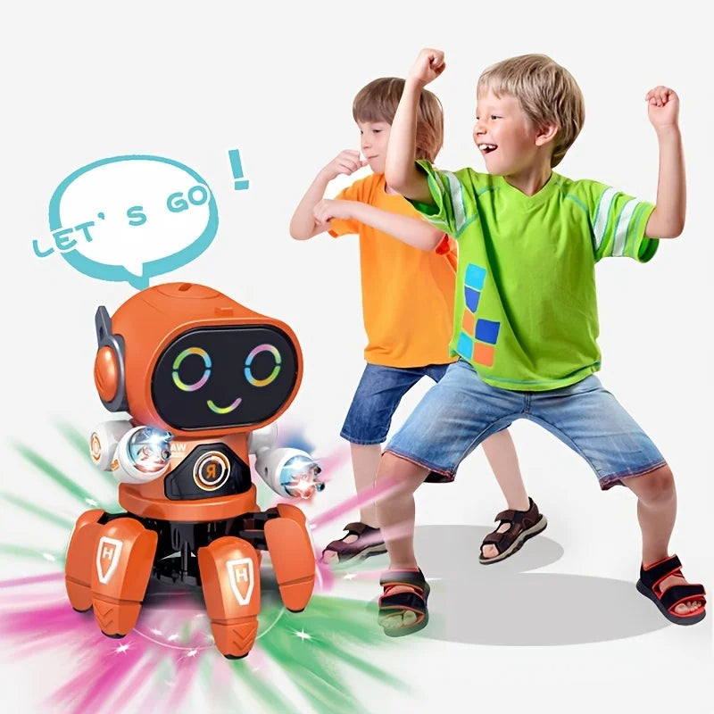 Cute 6-Claw LED Light Musical Dancing Robot: An Educational and Interactive Toy for Kids - Perfect Gift for Boys!