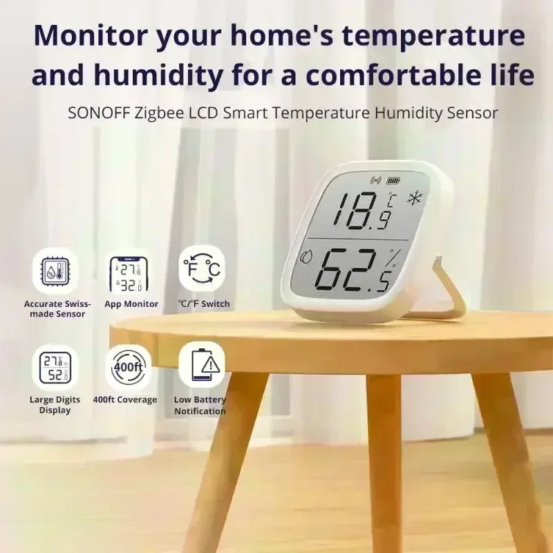 SONOFF SNZB-02D Zigbee LCD Smart Temperature Humidity Sensor Remote Real-time Monitoring SONOFF SNZB-02D for BabyRoom Greenhouse