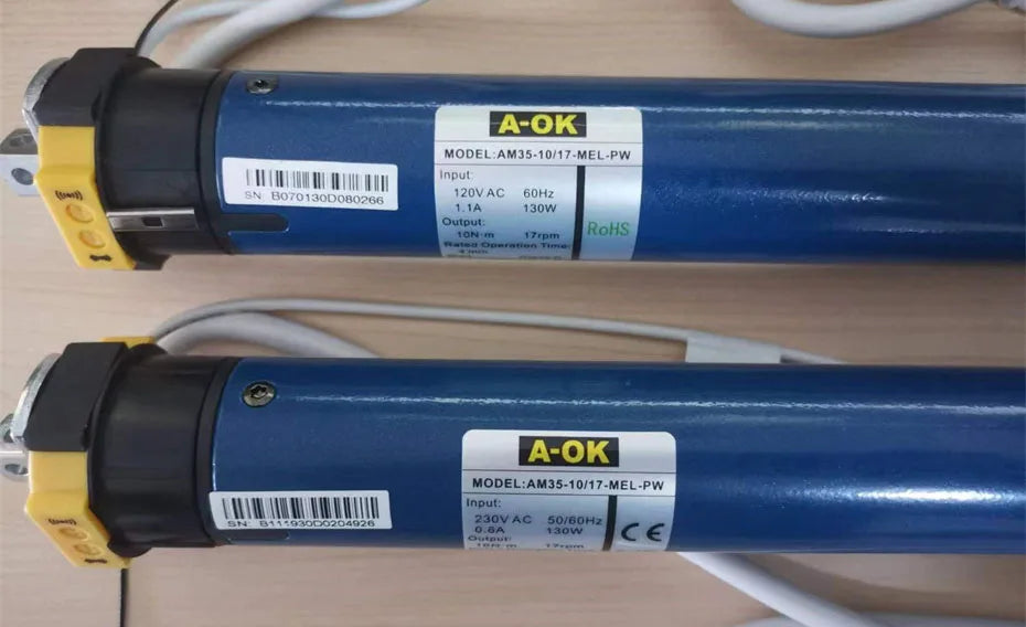 A-OK AM35 10/17 Smart Rolling Tubular Motor,RF433 Remote+Tuya wifi App,for 40/45mm/47mm/50mm Tube,for Rolling Blinds,230V/120V