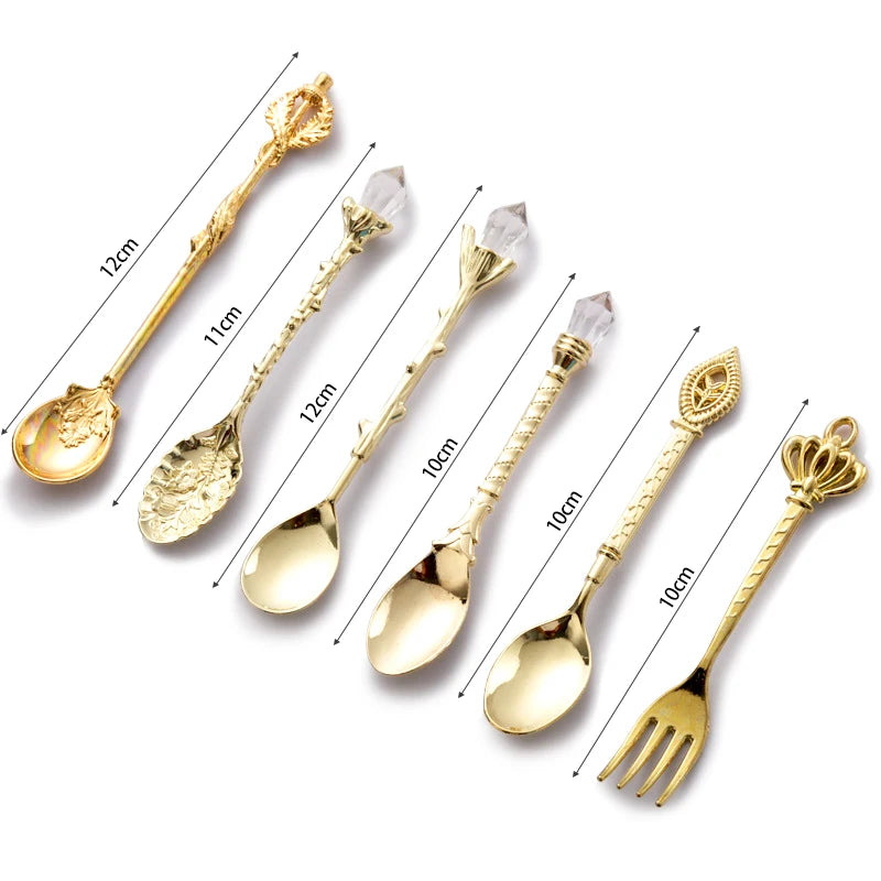 Vintage Gold Carved Cutlery Set - 6pcs