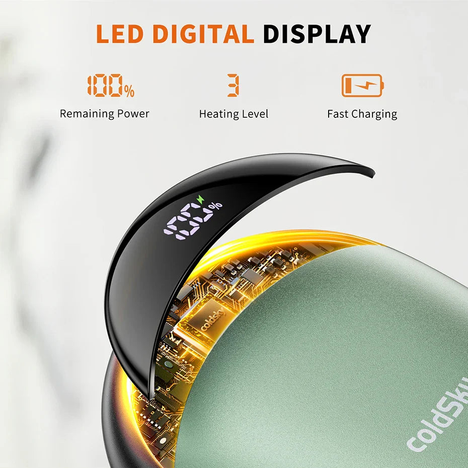 2-in-1 Rechargeable Magnetic Hand Warmers – 2 Pack with Digital Display | Smart Winter Comfort for Commuting, Sports, and Gifting