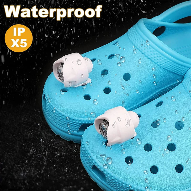 2PCS Croc Headlights Funny Lights Waterproof LED Glowing Outdoor Camping Night Running Walking Croc Shoes Decoration Accessories