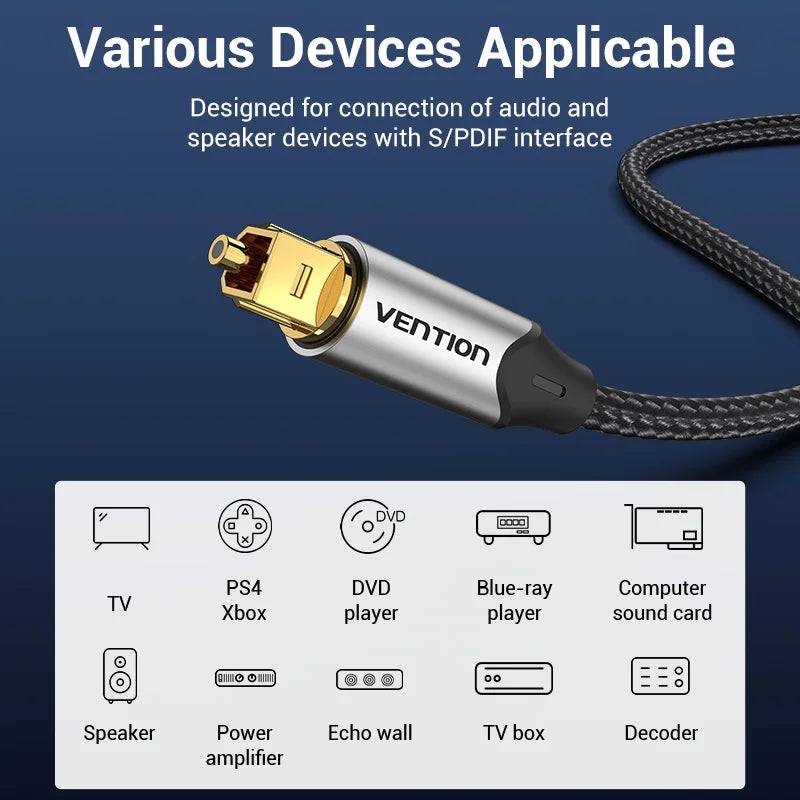 Vention Digital Optical Audio Cable - Toslink SPDIF Coaxial Cable