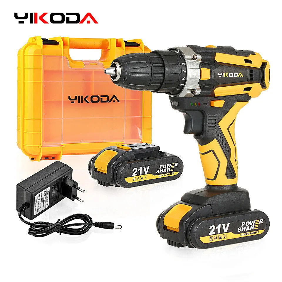 YIKODA 12/16.8/21V Cordless Rechargeable Electric Drill / Screwdriver