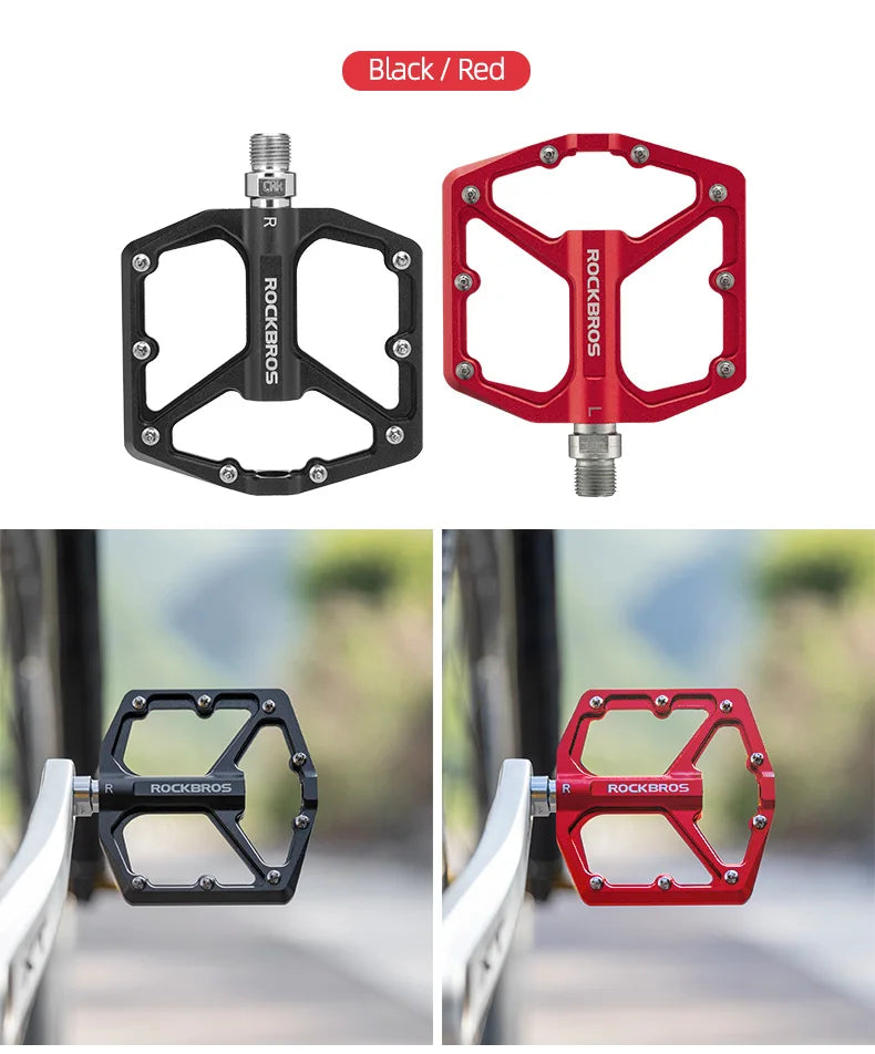 ROCKBROS MTB Cycling Ultralight Pedal Bike Bicycle Sealed DU Bearing Pedals Aluminum Alloy CRMO Non-slip Cleat Bike Part Pedals