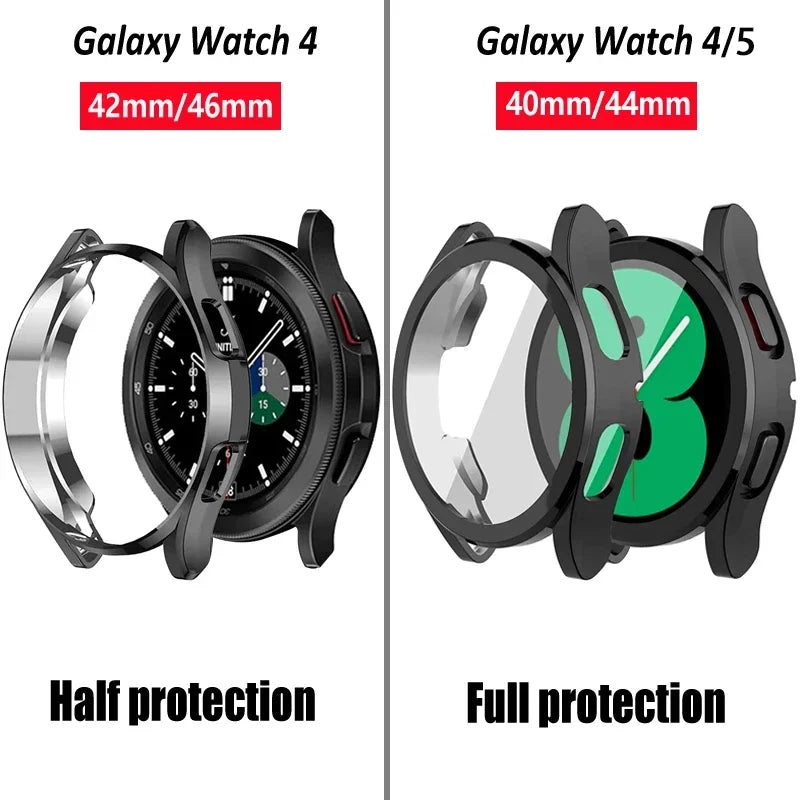 Case for Samsung Galaxy watch 4/5 44mm 40mm 46mm 42mm accessories Plated TPU Bumper cover Screen protector Galaxy watch4 classic