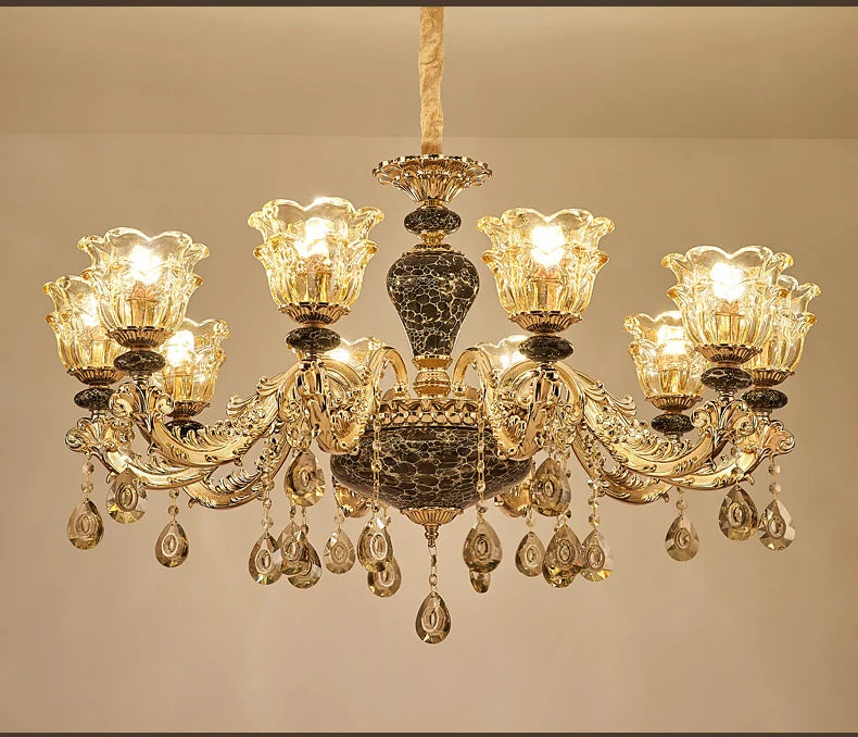 Crystal Chandelier & Ceramic Lamps