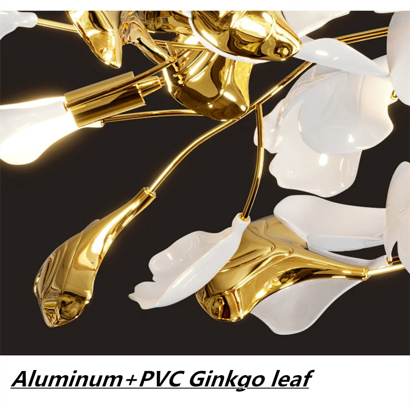 Acrylic Ginkgo Leaf Metal Ceiling Chandelier