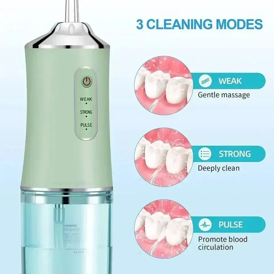 Portable Cordless Water Flosser for Teeth Cleaning - 4 Modes, 300ML Rechargeable Oral Irrigator, IPX7 Waterproof, 4 Jet Tips