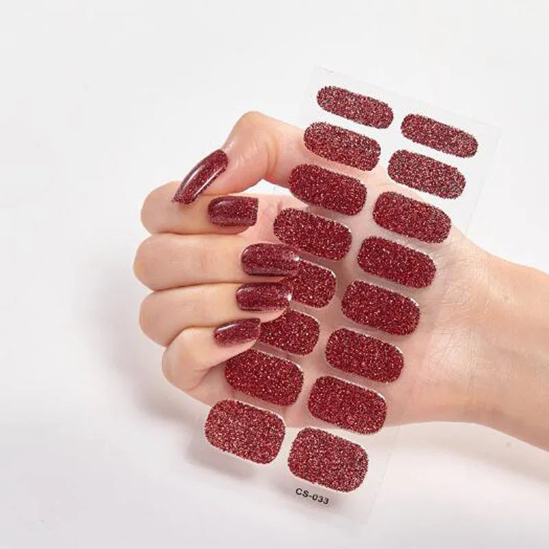 Nail Sticker New Solid Color Adhesive Nail Wraps DIY Nail Polish Film Patch Manicures Transfer Decals Decors Pegatinas Ara Uñas