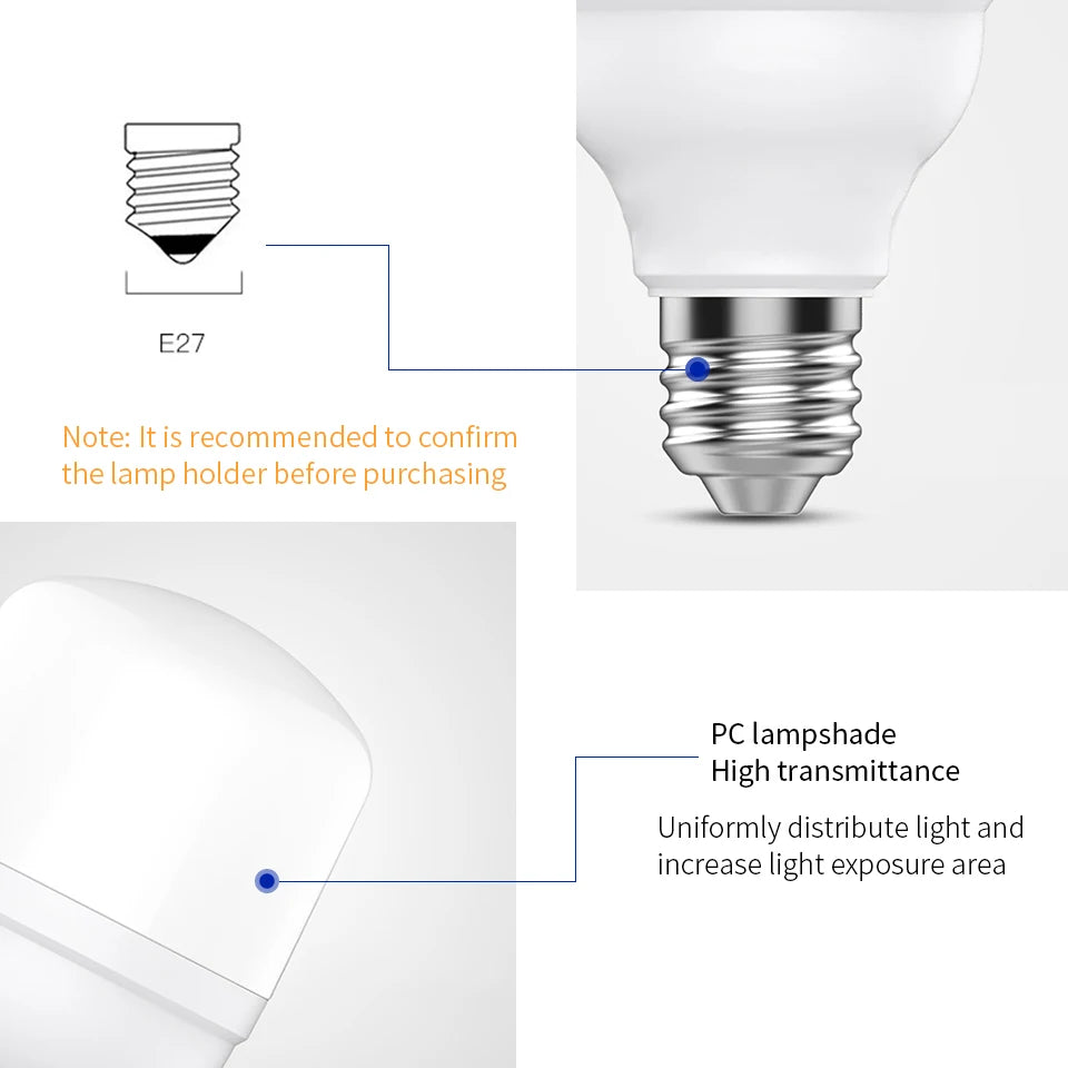 Versatile E27 LED Bulbs - Multiple Wattage Options Available