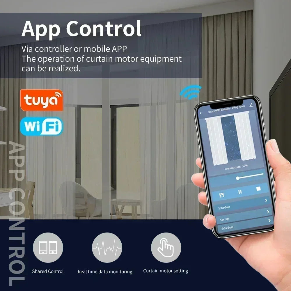 Tuya life WiFi/Zigbee Generation Shorter Smart Electric Curtain Motor Intelligent Support Voice Control Alexa Google Assistant