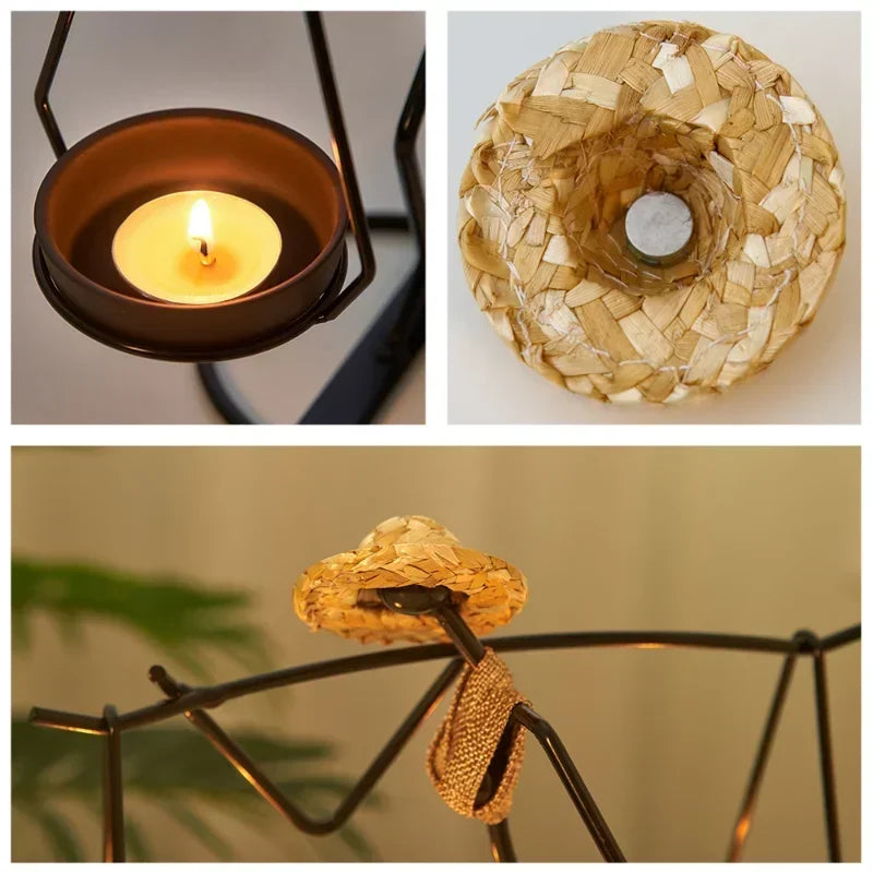 Rustic Human Figurine Candle Holders - Table Centerpiece Charm