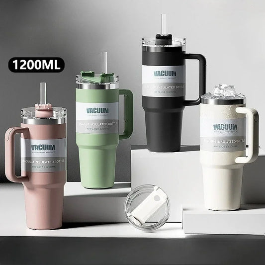 40oz Stainless Steel Tumbler with Handle & Flip Straw Lid – Hydration That Moves With You