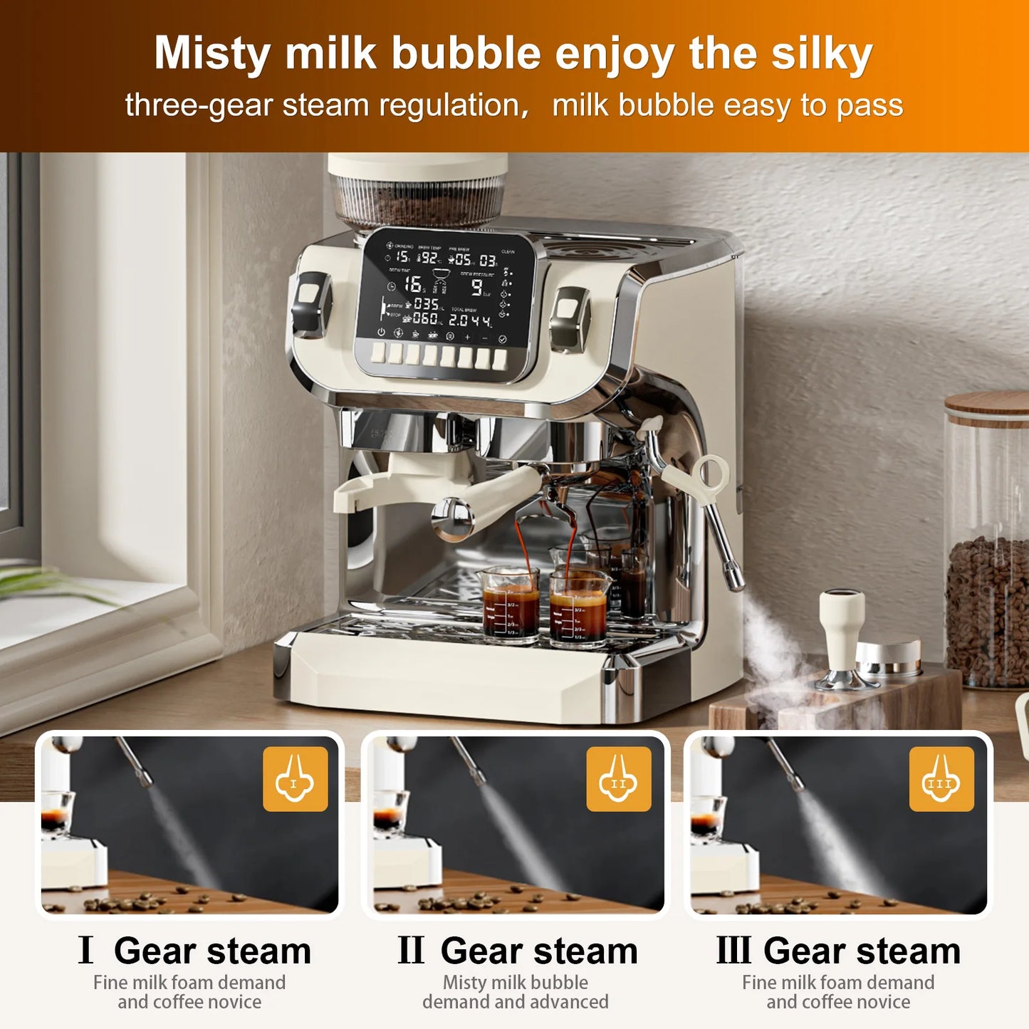 Mcilpoog TC520 Semi-Automatic Coffee Machine with Grinder