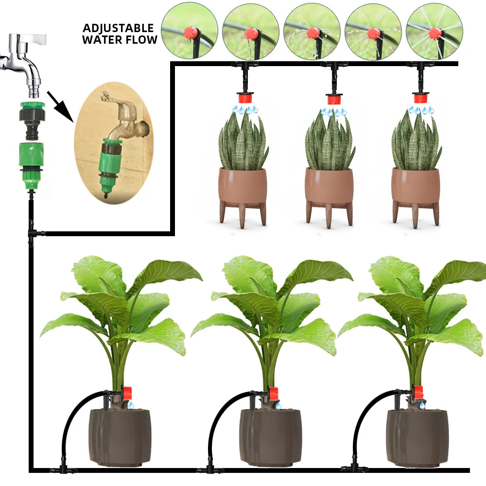 Adjustable Drip Irrigation System - Efficient Plant Watering