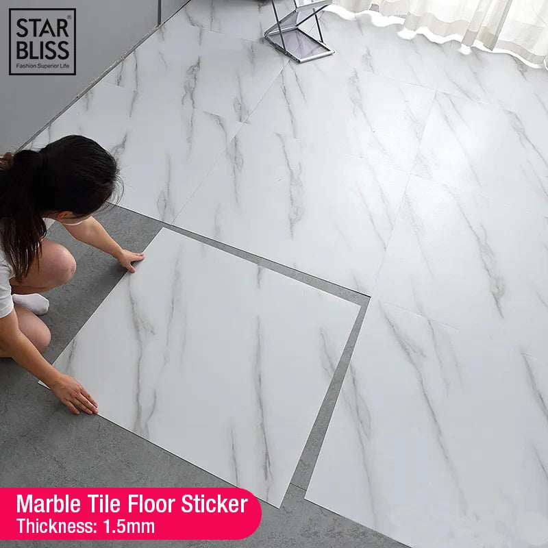 Thick Marble Tile Floor Sticker - Waterproof Self-Adhesive