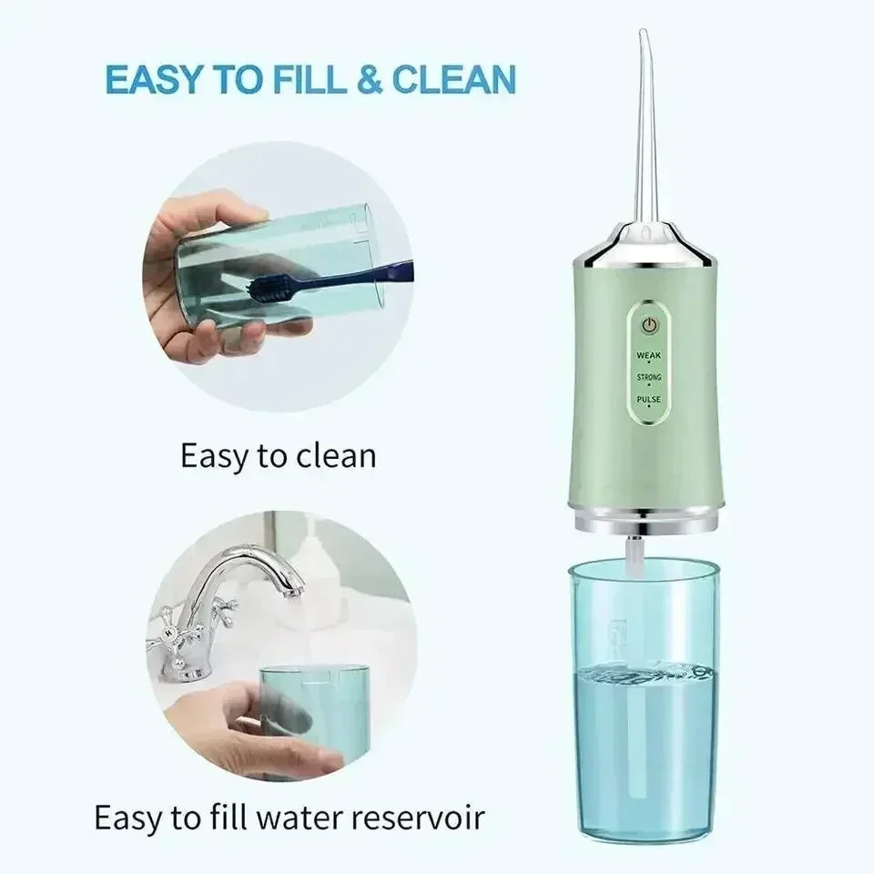 Portable Cordless Water Flosser for Teeth Cleaning - 4 Modes, 300ML Rechargeable Oral Irrigator, IPX7 Waterproof, 4 Jet Tips